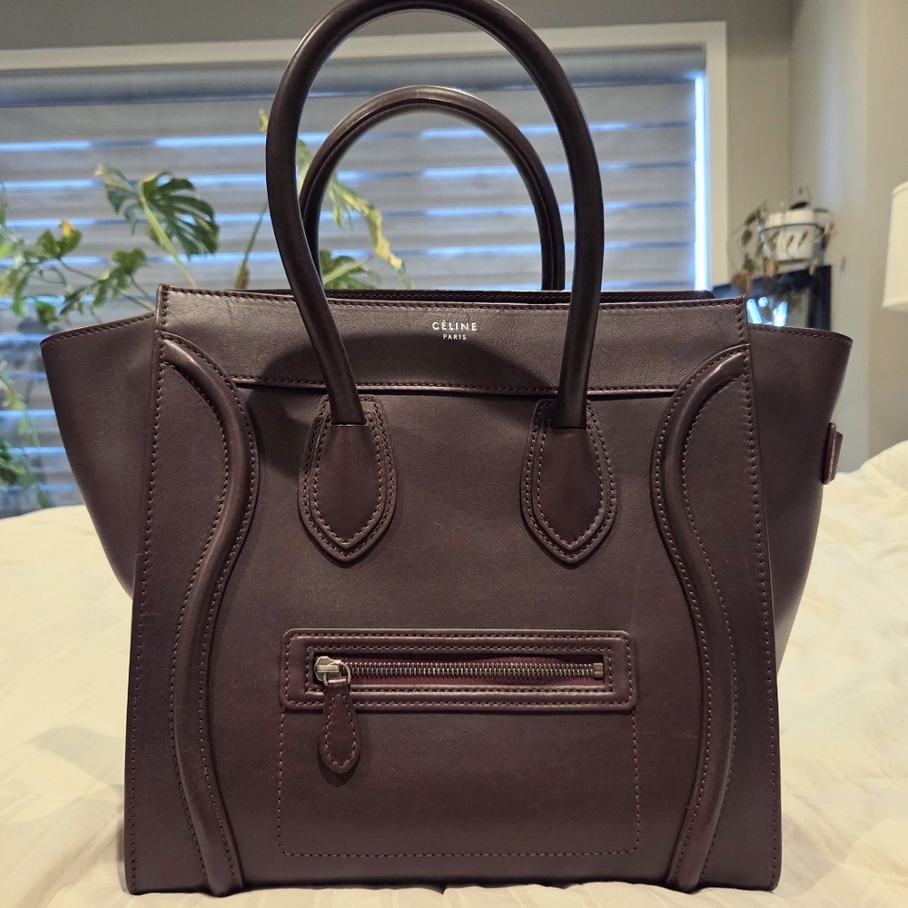 Celine Plum Leather Mini Luggage Tote